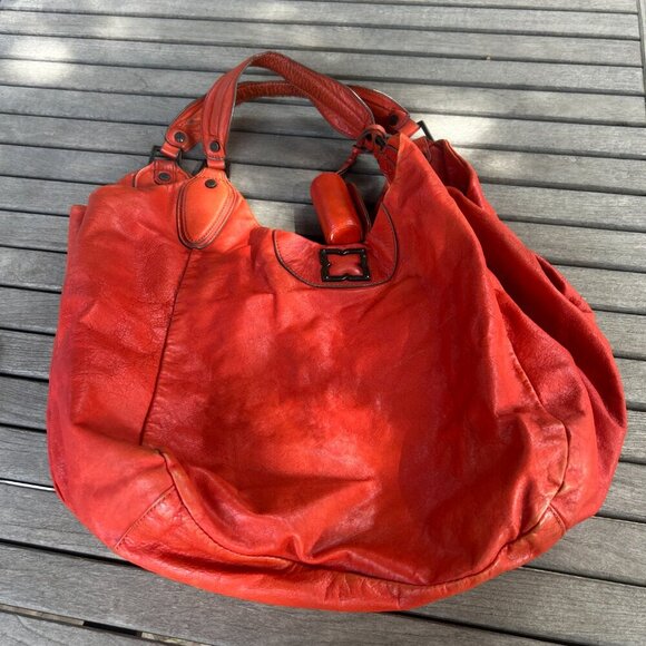 BCBGMaxAzria Orange Leather Large Hobo Shoulder Bag - Picture 5 of 12